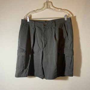 BAXTER COMPANY MENS H/D COTTON DENIM CARGO SHORTS SZ 36 ARMY GREEN PLEATED FRONT